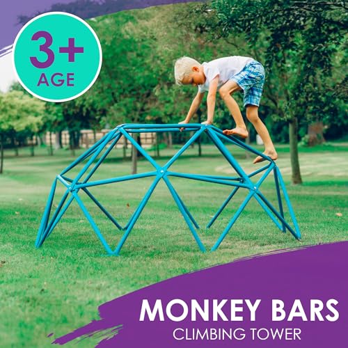 Plum Play Deimos, Jungle Gym, Climbing Dome Toys for Toddlers, Outdoor Play Equipment, Monkey Bars for Kids, Playground, Durable, Metal, Rust Resistant, Easy Assembly, Ground Anchors, Ages 3+, Teal - size: 4ft