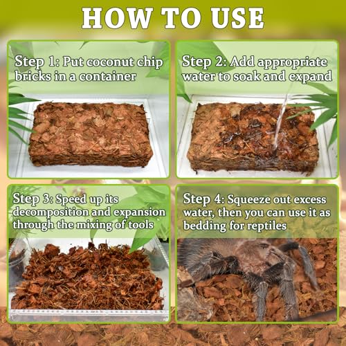 Coconut Husk Chip Substrate for Reptiles, 3 Pack Coconut Husk Mulch | Organic Coco Coir Chips for Snake Habitat, Reptile Bedding for Ball Python, Tortoises, Geckos, Lizards Terrarium Tanks - color: 3 Pack