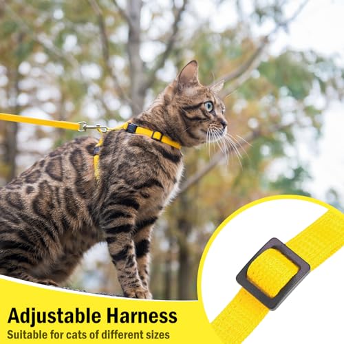 PUPTECK Adjustable Cat Harness and Leash Set Escape Proof Kitten Strap Collar for Walking Travel, Yellow - color: Yellow, size: Small