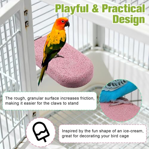 4 Pack Bird Beak Grinding Stone, Pumice Lava Ledge for Birds, Chinchillas, Hamsters, Parrots, Bird Perch Stand Climbing Ledge, Teeth & Beak Grinding Block(Long) - size: Long