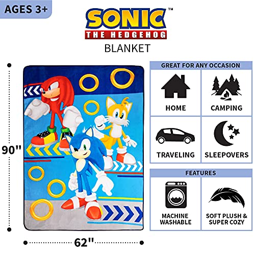Franco Kids Bedding Super Soft Plush Micro Raschel Blanket, 62 in x 90 in, Sonic The Hedgehog - color: Sonic the Hedgehog, size: 62 in x 90 in