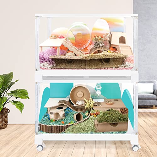 Niteangel Stacker Hamster Cage Accessories - Stacker Cage Wheels or Stacking Holders or Replacement Glass Board for Hamster Gerbil Mice Degu Or Other Small-Sized Pet