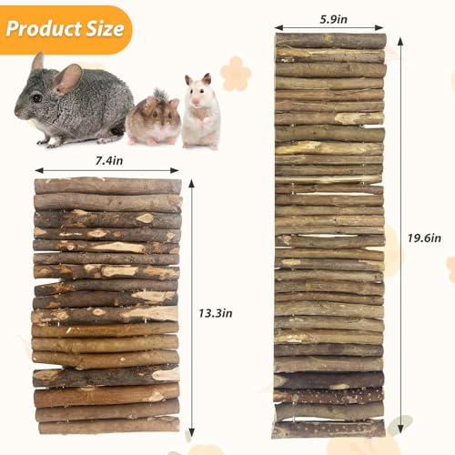 Hamiledyi Wooden Hamster Bridge Ladder 13.4" L x 7.5" W Large Climbing Toy Natural Hideout Tunnel Ramp Hamster Cage Accessories for Rabbits Guinea Pigs Ferret Tortoise Reptile (Pack of 2) - size: 13.4" L x 7.5" W