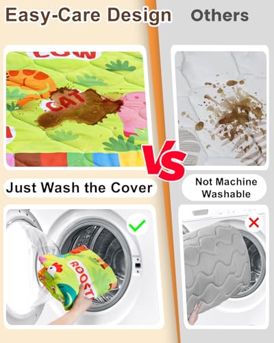Foam Baby Play Mat, 50x50 Playpen Mat with Removable Cover | Machine Washable Cover, Thicken Cushioning Playmats for Baby, Non-Slip Bottom, Easy to Clean for Infants, Farm - color: Farm, size: 50" X 50"