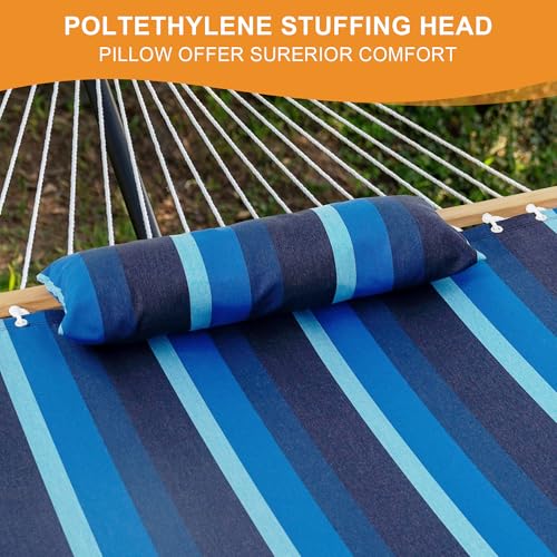 Lazy Daze 12 FT Sunbrella Fabric Hammock, Non-Fading Double Outdoor Hammock | 2 Person Hammock with Pillow, Straps, Carabiners , All Weather Fade Resistant for Outside, Gateway Indigo - color: Gateway Indigo
