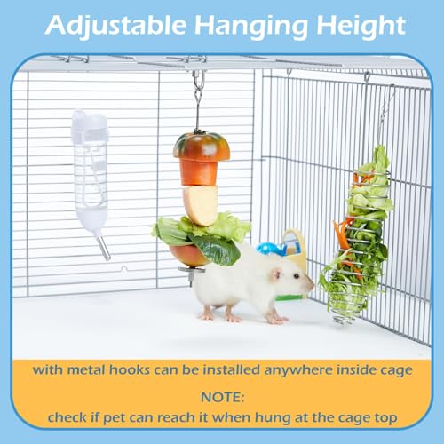 3Pcs 304 Stainless Steel Rat Foraging Feeders,1pc M Wooden Rat Climbing Toys,Hanging Rodent Cage Accessories,Fit Rats Mice Parakeet