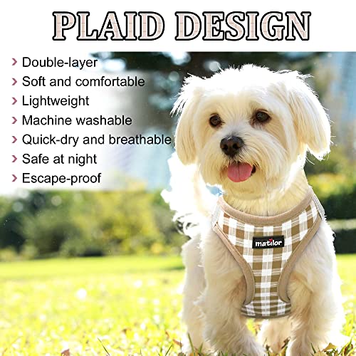 Dog Harness Step-in Breathable Puppy Cat Dog Vest Harnesses for Small Medium Dogs - color: Beige Checkered, size: X-Small (Chest 10''-11.5'', Weight 5-8 lb)