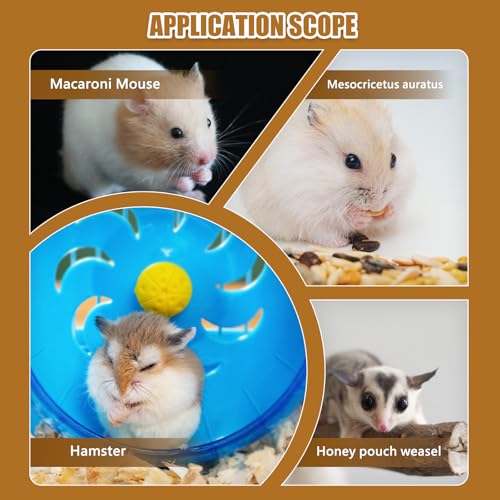 Hamster Toys 5-Piece Set,Hamster House, Swing, Climbing Ladder, Seesaw & Exercise Wheel,Pet DIY Sport Exercise Toys Set, Small Animal Habitat Accessories,Gerbils, Mice(Natural Wood A) - color: BrownH