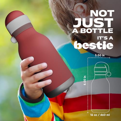 asobu Bestie Water Bottle, Cute Collectible Character, Leak Proof, BPA Free | 16 oz, Stays Cold 24 Hours, Double Wall Vacuum Insulation, Food Grade Stainless Steel, Spill Resistant, Great Gift Idea - color: SANTA
