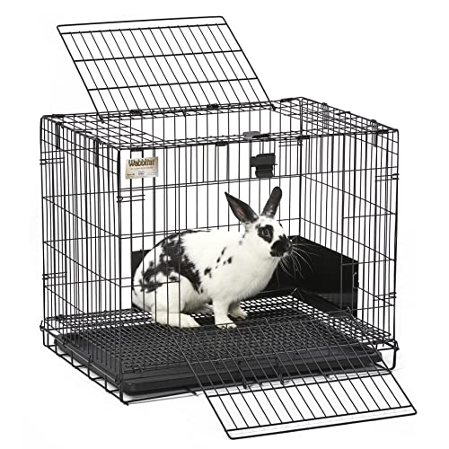 MidWest Homes for Pets Small Wabbitat Rabbit Cage, Grid Mesh Floor, Removable Tray, Top & Front Door Access, Rust Resistant Finish, No Tools Required - size: 25.0"L x 19.0"W x 20.0"H