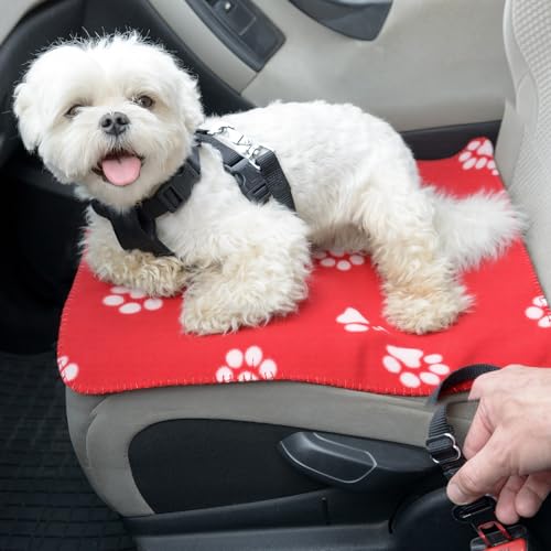 Tatuo 10 Pieces Pet Blankets with Paw Print Dog Cat Fleece Blankets Soft Warm Sleep Mat Pad Bed Cover for Kitten Puppy and Other Small Animals, 24 x 28 Inch(Passionate Color) - color: Passionate Color
