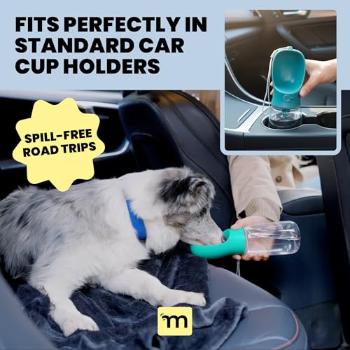 MalsiPree Dog Water Bottle Dispenser - 12 oz Navy Blue, Leak-Proof | 12oz leak-proof bottle & bowl - one-hand use - Use for dog walks, travel, hiking, park & beach days - color: Navy Blue, size: 12oz - Standard