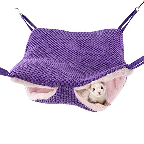 Niteangel Pet Hammock Swing Snuggle Sack for Ferret Rats Suger Glider Squirrels - Napping Bed Pocket (Purple)