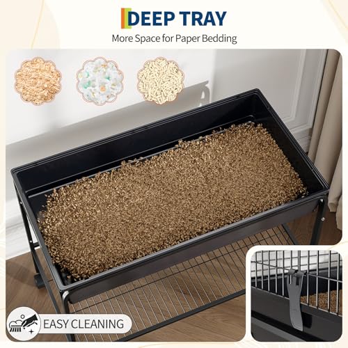 Guinea Pig Cage Kit, Small Animal Cage with Hay Holder, Water Bottle, Food Bowl, Metal Pet Habitat for Hamster, Chinchillas, Guinea Pigs, Rabbit, Squirrel, Gerbil - size: 42"H