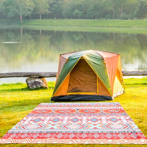 WIWIGO Beach Blanket Mat Waterproof Sandproof for 2-8 Adults Quick Drying | Extra Large, For 2-8 Adults,Windproof, Outdoor Picnic Mat, Beach Accessories Must Have,Gifts, for Travel, Camping, Hiking - color: Bohemian Orange, size: 79" X 108"（1-6person）