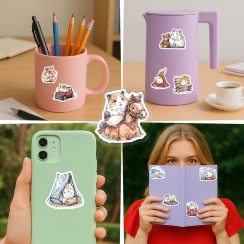 100 PCS Hamster Stickers Pack – Waterproof Hamster Decals for Water Bottles, Laptops, Phones, Notebook, Cars – Cool Vibrant Graphics for Hamster Enthusiast - color: Hamster