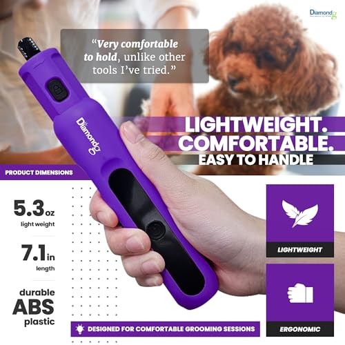 Diamondg Micro Dog Nail Grinder - Quiet Sound with LED Light, Purple | 5-Speed Rechargeable Pet Nail Trimmer for Small & Large Dogs, LCD Display, USB-C Charging, 4hrs. Runtime Rotary Tool - color: Micro - Purple