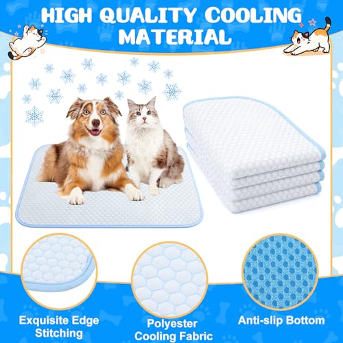 4 Pack Dog Cooling Mat, 18 x 14 Inches Washable Self Cooling Pet Pad for Cats Dogs, Ice Silk Cold Kennel Crate Mat with Chill Fiber for Summer Indoor Outdoor Pet Sleeping - size: 18 x 14 Inches