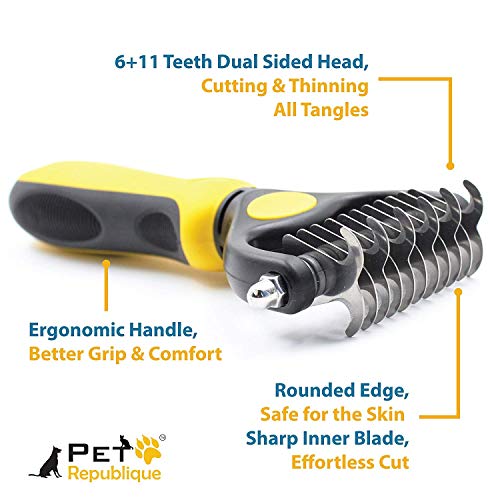 Dog Dematting Tool – Matt Splitters for Dogs, Cats, Rabbits, Long Haired Breed Pets – Effective Pet Dematting, Mat Remover, De-Matting Comb, or Dematter (6+11 Teeth) - size: 6+11 Teeth
