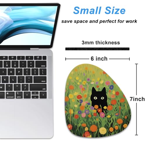 Rimilak Small Mouse Pad 6 x 7 Inch, Irregular Mini Mousepad, Green Grass Cat - color: Green Grass Cat, size: 7L x 6W inches