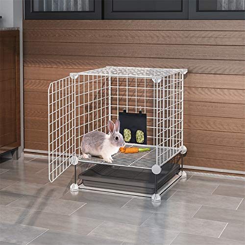 Rabbit Hay Feeder Bag Hanging Hay Rack (Pink, 2 Windows) | Guinea Pigs Manger Holder Dispenser Small Animal Feeder Storage Pouch for Bunny Chinchilla Hamster - color: Pink