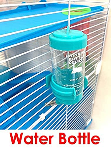 5-Floors Large Twin Tower Syrian Hamster Rodent Gerbil Mouse Mice Rat Home Cage with Crossover Tube Tunnel Expansible and Customizable with Hide House Running Wheel Food Dish Water Bottle - color: Blue
