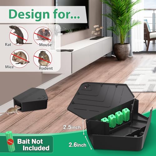 Anblak 2 Pack Rat Station Box with Keys, Rodent Station Keeps Rats Away, Keeps Children and Pets Safe, Key Unlocking, Reusable & Long-Lasting, Indoor & Outdoor - size: 2