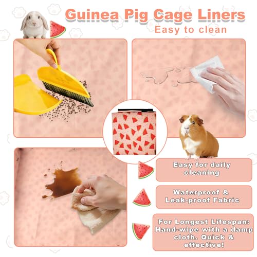 Waterproof Guinea Pig Cage Liners, Washable & Reusable Small Animal Cage Mat, for Rabbit, Hamster, Chinchilla, Hedgehog (Watermelon),C&C 24x60 inches - size: C&C 2x5(24x60 inches)