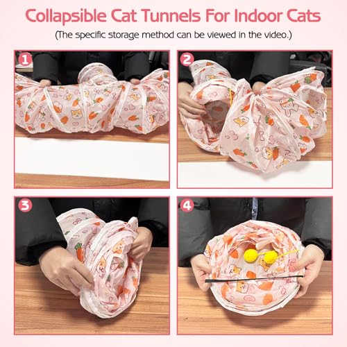 PINVNBY Large Rabbit Tunnel，Collapsible Rabbit Tunnels for Indoor Bunnies Bunny Hideout with 5 Types of Chewing Toys for Ferret Kitten Small Animals (T Shape) - size: T Shape