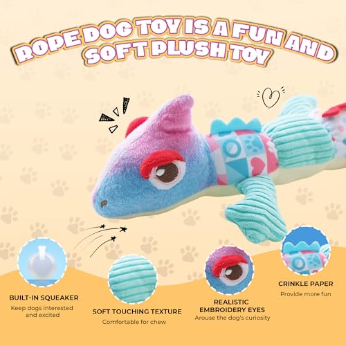 Squeaky Dog Toys Stuffed Plush Pet Toy, Eliminates Boredom for Small Medium Breed, Chewing and Playing Tug of War to Keep Them Busy (Chameleon) - color: Chameleon