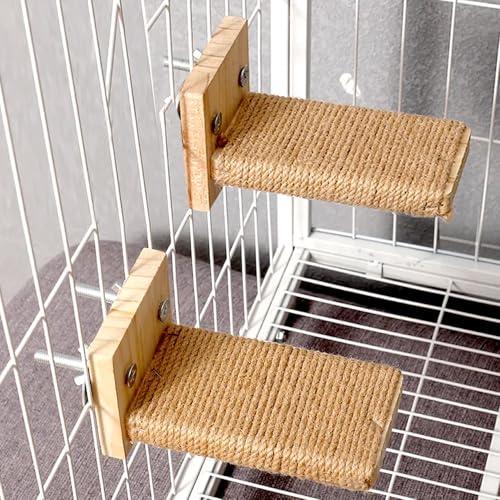 Cat Climbing Steps Scratching Tree - 2pcs Scratching Steps Sisal Hemp Cage Shelf Ladder Pets Perch Furniture Inside The cage with Install Screws (S) - size: S
