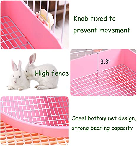 kathson Large Rabbit Litter Box Bunny Corner Toilet Box Potty Trainer Bigger Pet Pan Small Animal Cage Toilet Bedding Box Fanshaped for Adult Guinea Pigs Chinchilla Ferret Galesaur - color: White