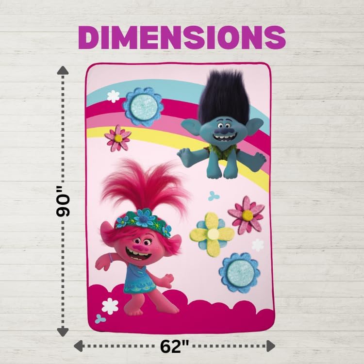 DreamWorks Trolls 2 Kids Bedding Super Soft Plush Micro Raschel Blanket, 62 in x 90 in, (Officially Licensed Product) By Franco - color: Trolls 2, size: 62 in x 90 in