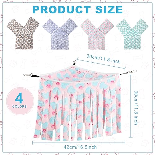 Huwena 4 Pcs Guinea Pig Hideout Fleece Hideaway Toys Cage Accessories Small Animals Corner Triangular Hammock Hamster Ferret Playing Sleeping Bed for Hedgehog Bunny Chinchillas (Heart) - style: Heart