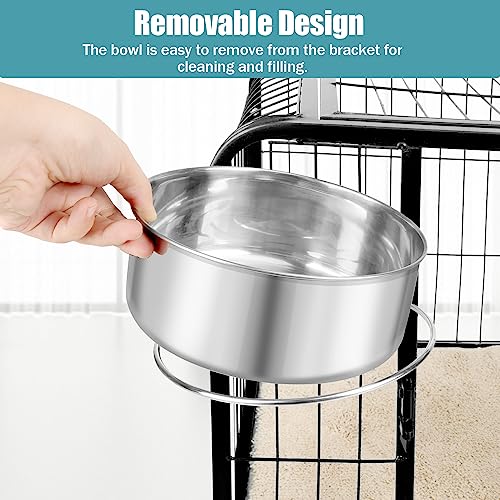 Dog Bowl Stainless Steel Dog Bowls Pet Hanging Food Water Bowl Cage Feeding Cup Feeder for Dogs Cats Rabbits Birds Small Animal (X-Large (2pcs) | Rust-resistant, detachable bracket for easy cleaning & refilling, no spill, for dogs/cats/rabbits/birds cage