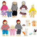 ONEST 15 Pieces Wooden Dollhouse Family Set Mini People Figures Sets Dollhouse Dolls Wooden Doll Family Pretend Play Figures Accessories for Pretend Doll House Toy - style: Cute Style