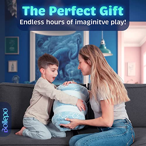 Kids Sleeping Bag for Boys & Girls - Glow in The Dark for Ages 3+, Large With Pillow Pocket, Extra Soft Toddler Blanket (66" x 33") - color: Blue - Dinosaurs