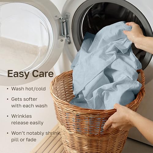 California Design Den 100% Egyptian Cotton Full Sheets, 4 Pcs, Light Blue | Backed by Good Housekeeping Seal, Light & Airy Soft Sateen, 15" Deep Pocket, All-Around Elastic, Durable, Easy Care 4pc Set - color: Light Blue, size: Full