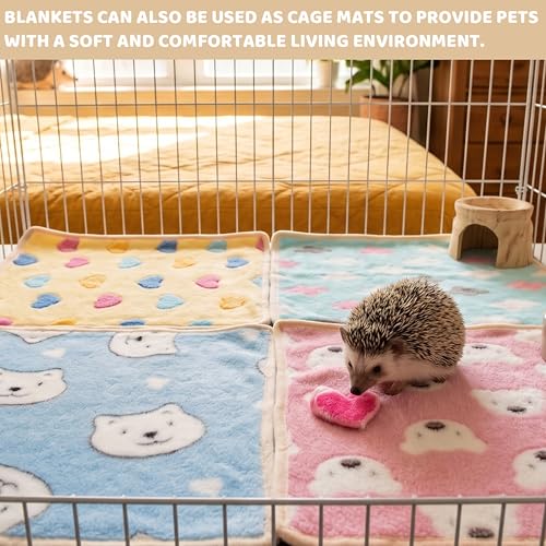 Guinea Pig Blankets 6 Pack, Soft Fleece Small Animal Cage Liners | Washable Pet Bedding Mat & Cozy Cuddle Pads for Rabbit, Hamster, Chinchilla, Hedgehog, Guinea Pig (13.7x13.7in) - color: 6 Pack, size: 13.7"*13.7"