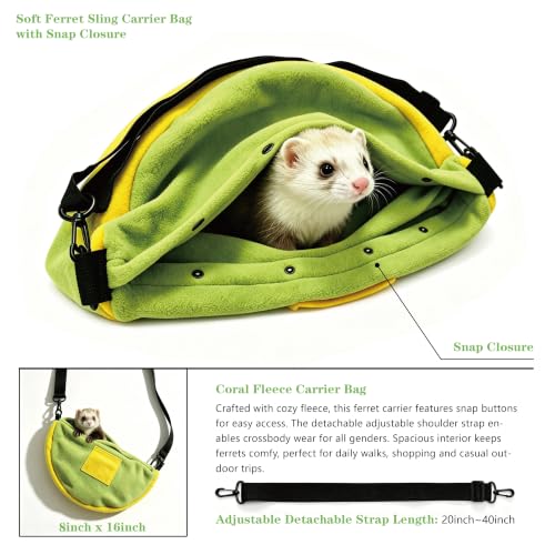 Ferret Harness Leash with Carrier Set，Small Animals Vest Harness, Dinosaur Shaped Leash Set, Semi-Circular Bag for Rabbit Guinea Pig Teacup Chihuahua Mouse and Other Small Pet (Green)
