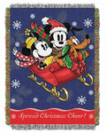 Disney Mickey Mouse, Sleigh Ride Woven Tapestry Throw Blanket, 48" x 60", Multi Color - color: Sleigh Ride