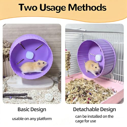 6.7in Silent Hamster Exercise Wheel Hamster Toy Cage Accessories with Adjustable Stand for Juvenile Gerbils Dwarf Hamsters (Purple) - color: Purple