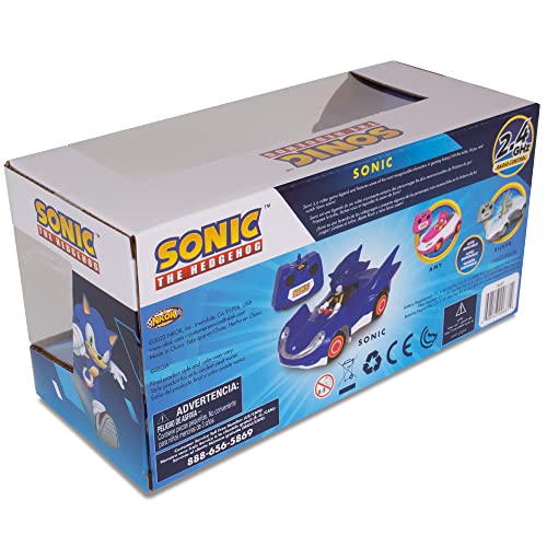 NKOK Sonic & Sega All-Stars Racing RC Car 1:28 Scale 2.4GHz, Ages 6+ | Officially licensed Sega Sonic the Hedgehog - 6.5" compact design - rubber tires - up to 150 ft range - ages 6+
