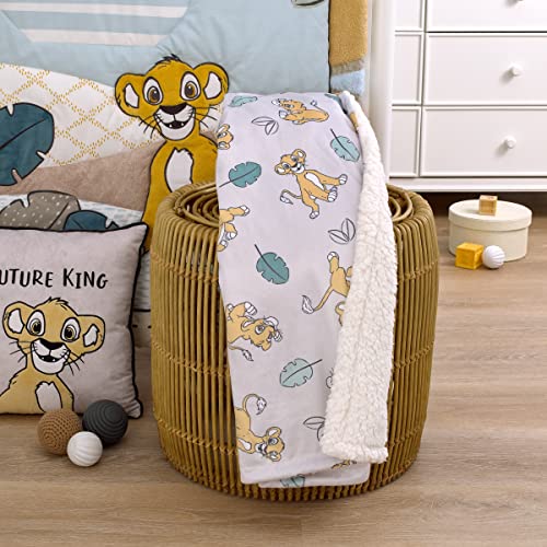 Disney Lion King Ivory, Teal, Sage and Gold Simba Future King Super Soft Sherpa Baby Blanket - color: Lion King - Future King