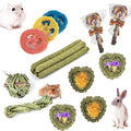 Rabbit Chew Toys for Teeth, 16PCS Natural Timothy Hay Chew Toy, Improve Dental Health for Bunny/Chinchilla/Guinea Pig/Hamsters/Holland Lop, Small Rodent Pet Molar Teeth Treats Toys - size: 16 PCS