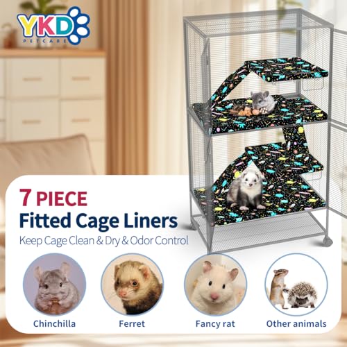 YKD Ferret Cage Liners for Ferret Nation & Critter Nation Cages | Waterproof Chinchilla Cage Accessories, Washable Bedding, for Ferrets, Chinchillas, Rats (Black, Double Unit Set) - size: Double Unit Set
