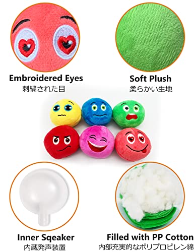 SCHITEC Squeaky Dog Toys, [6 Pack] Soft Stuffed Plush Balls with Squeakers, Interactive Fetch Play for Puppy Small Pets - size: Small 2.6"