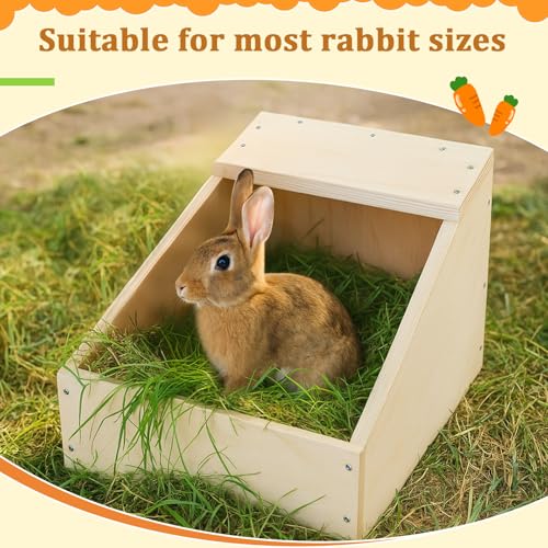 1 Pack Wood Rabbit Nesting Box, 18x12x12 Inch Wooden Hutch Hideout for Breeding, Natural Burrow Den Alternative for Rabbits & Small Animals - size: 18x12x12 Inch