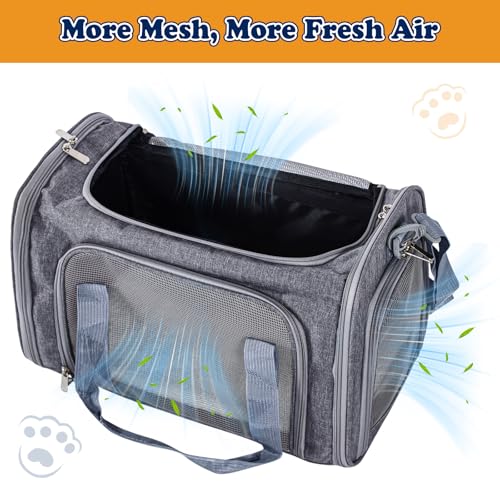 Soft-Sided Cat/Dog Carrier, Car Travel Pet Carrier Up to 16LB with Backpack Straps & Removable Washable Pad, Collapsible Mesh Puppy Carry Bag for Small Animals, Gray - color: Grey