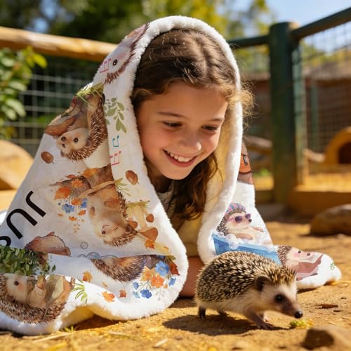 Hedgehog Blanket Gifts for Girls Women Hedgehog Lovers Ultra Soft Flannel Hedgehogs Throw Blanket Birthday Gifts Decor 50"x40" - color: White Hedgehog
